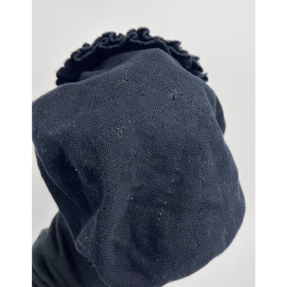 Parkhurst Black Cotton Beret Large Rosette Y2K OS - Picture 3 of 8